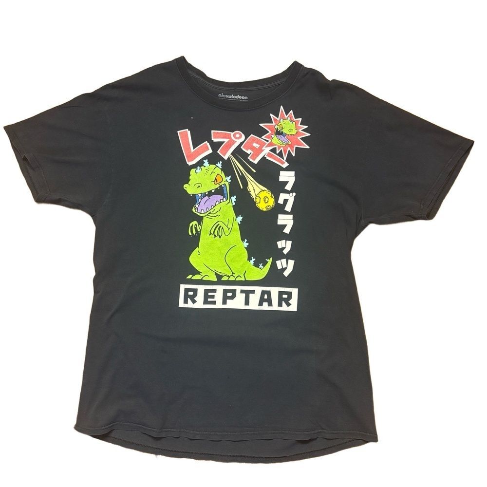 Reptar Rugrats Graphic T-shirt Japanese Katakana Nickelodeon 90's Size Large